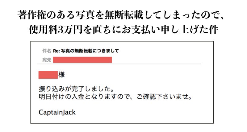 相場 著作権のある写真を無断転載してしまったので 使用料3万円を直ちにお支払い申し上げた件 Jack House